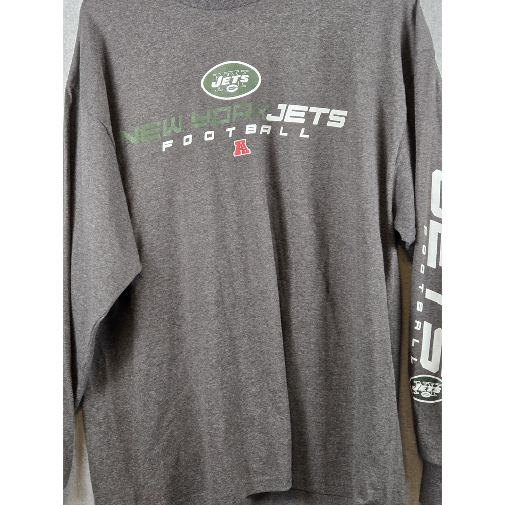 New York Jets Football Men's XL Long Sleeve T Shirt NFL‎ Team Apparel Gray NEW